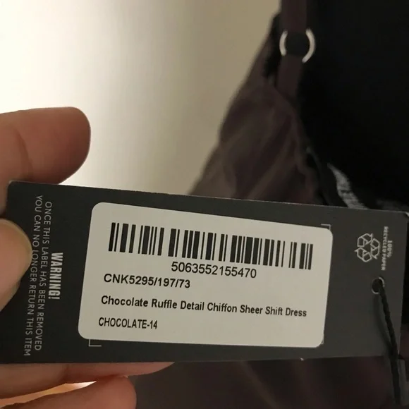 PrettyLittleThing Chocolate Chiffon Sheer Shift Dress NWT - Picture 7 of 7